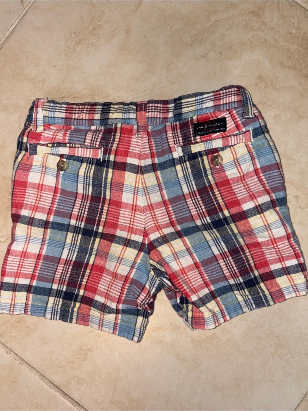 Janie and Jack Plaid Shorts in Red, Blue, Yellow